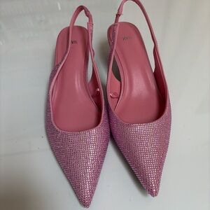 Zara Pink Crystal Slingback Flats